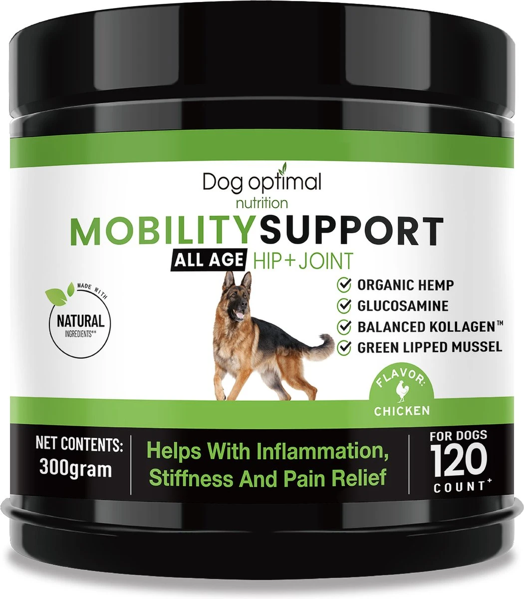 DOG OPTIMAL Gewricht Supplement 120 Stuks - Mobility - Glucosamine Hond - Artrose - Heupdysplasie - Gewrichten - Hondensnacks - Hondenkoekjes - Hondensupplementen - Honden - Puppy - Hondenvoeding 1 DOG OPTIMAL Gewricht Supplement 120 Stuks - Mobility - Glucosamine Hond - Artrose - Heupdysplasie - Gewrichten - Hondensnacks - Hondenkoekjes - Hondensupplementen - Honden - Puppy - Hondenvoeding