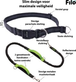 Filo Elastische Hondenriem Middel - Hardlopen En Wandelen - Hardloopriem Hond Handsfree Met Heuptasje - Looplijn Met Heupriem - Canicross Gordel Honden - Riemen - Heupgordel - Leiband -PetSafe Huisdieren Verkoopwinkel 1112x1200