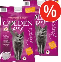 Merkloos Pet-Earth Golden Grey Master - Kattenbakvulling - Perfecte Klontvorming - 2 X 14 Kg