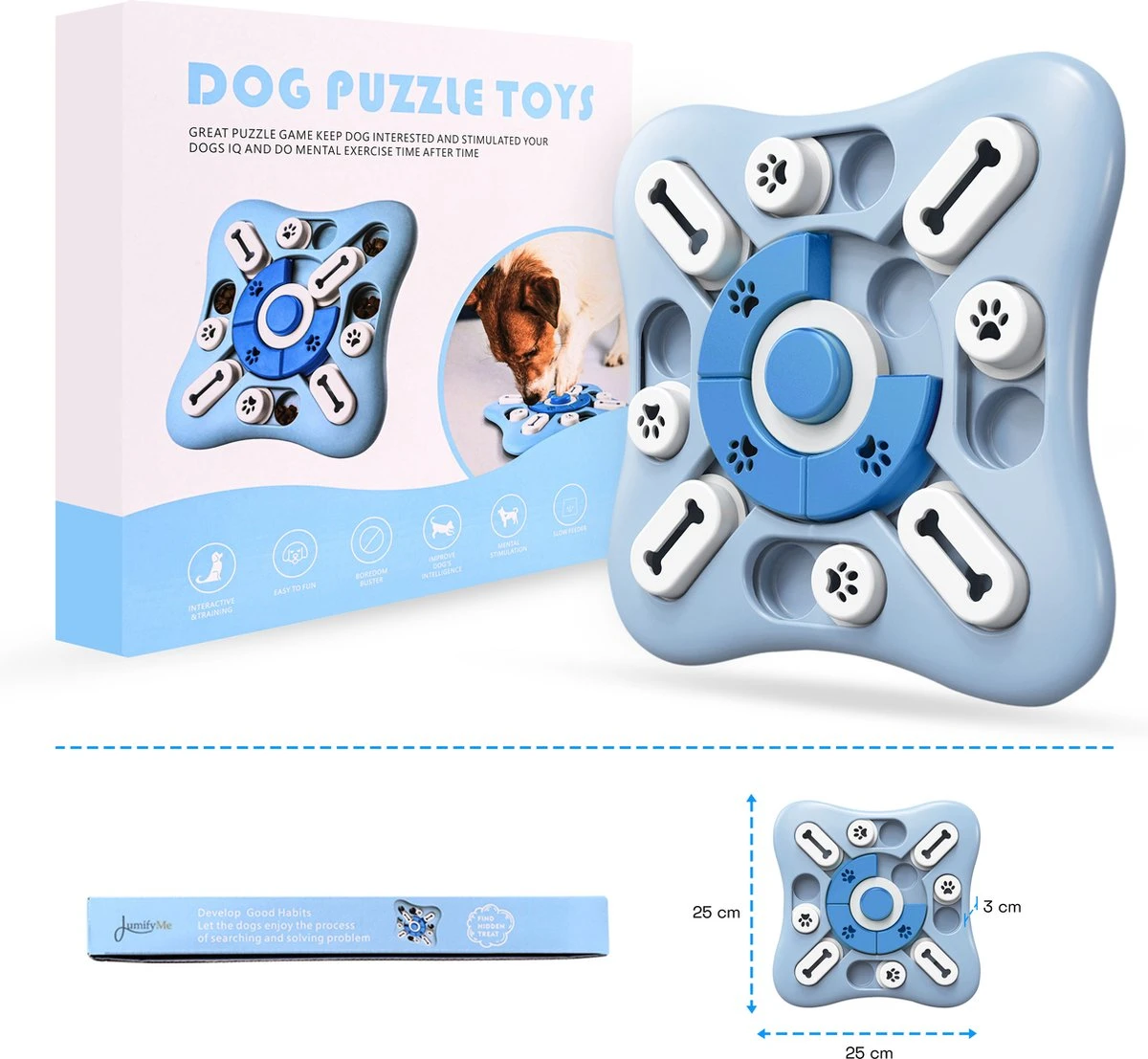 Honden Speelgoed Intelligentie – Hondenpuzzel - Interactieve Training – Voorkomt Verveling – 16 Vakjes – 11 Verplaatsbare Schuifjes - Denkspelletjes Voor Honden - Anti Schrokbak Hond – LumifyMe 2 Honden Speelgoed Intelligentie – Hondenpuzzel - Interactieve Training – Voorkomt Verveling – 16 Vakjes – 11 Verplaatsbare Schuifjes - Denkspelletjes Voor Honden - Anti Schrokbak Hond – LumifyMe - Afbeelding 2