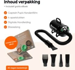 Captain Pup's Professionele Hondenföhn Met 4 Opzetstukken - Bijgeleverde Hondenborstel - Waterblazer Voor Honden - Zwart -PetSafe Huisdieren Verkoopwinkel 1200x1116