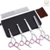 Professionele Hondenscharen Set - Extra Veilige Grooming Set - Trimscharen Voor Honden - Knipschaar - Effileerschaar / Uitdunschaar - Gebogen Schaar Met Ronde Punt - Precisieschaar - Hondenverzorging - Inclusief Kam, 2 Haarclips En Luxe Opbergdoos