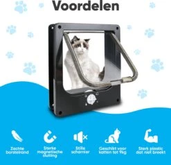 BFreshPets Kattenluik + Massageborstel - Met Tunnel - 4 Vergrendelingsstanden - Weersbestendig - Maat L - Zwart - 27 X 24 Cm -PetSafe Huisdieren Verkoopwinkel 1200x1156 4