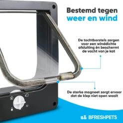 BFreshPets Kattenluik + Massageborstel - Met Tunnel - 4 Vergrendelingsstanden - Weersbestendig - Maat L - Zwart - 27 X 24 Cm -PetSafe Huisdieren Verkoopwinkel 1200x1193 1