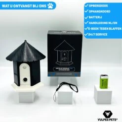 Vulpes Pets® Anti Blaf Apparaat Pro - Anti Blafband Voor Alle Honden - Luxe Hondentrainer - Diervriendelijk & Zonder Schok - Inclusief 9V Batterij - Waterbestendig - Ophangbaar - Instelbare Ultrasone Niveauregeling - 4 Standen -PetSafe Huisdieren Verkoopwinkel 1200x1193