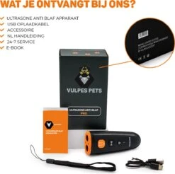 Vulpes Pets® Ultrasone Anti Blaf Apparaat – 3-in-1 Anti Blaf Apparaat Pro - Diervriendelijk & Zonder Schok - Alternatief Anti Blafband - Voor Kleine & Grote Honden - Audio - Flashlight - USB-Oplaadbaar -PetSafe Huisdieren Verkoopwinkel 1200x1195