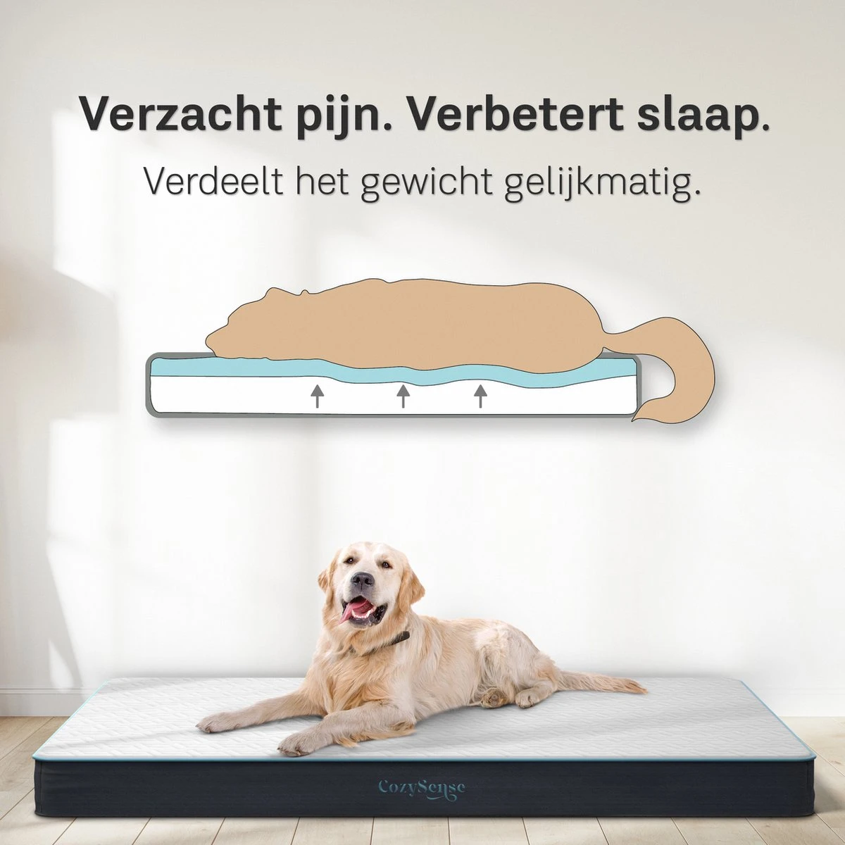 CozySense® - Orthopedisch Hondenkussen - Hondenkussen 100 X 70 Cm - Geschikt Als Benchkussen & Hondenbed - Hondenkussen Bank - Traagschuim - Waterdicht - Wasbare Hoes - Maat XL 3 CozySense® - Orthopedisch Hondenkussen - Hondenkussen 100 X 70 Cm - Geschikt Als Benchkussen & Hondenbed - Hondenkussen Bank - Traagschuim - Waterdicht - Wasbare Hoes - Maat XL - Afbeelding 3
