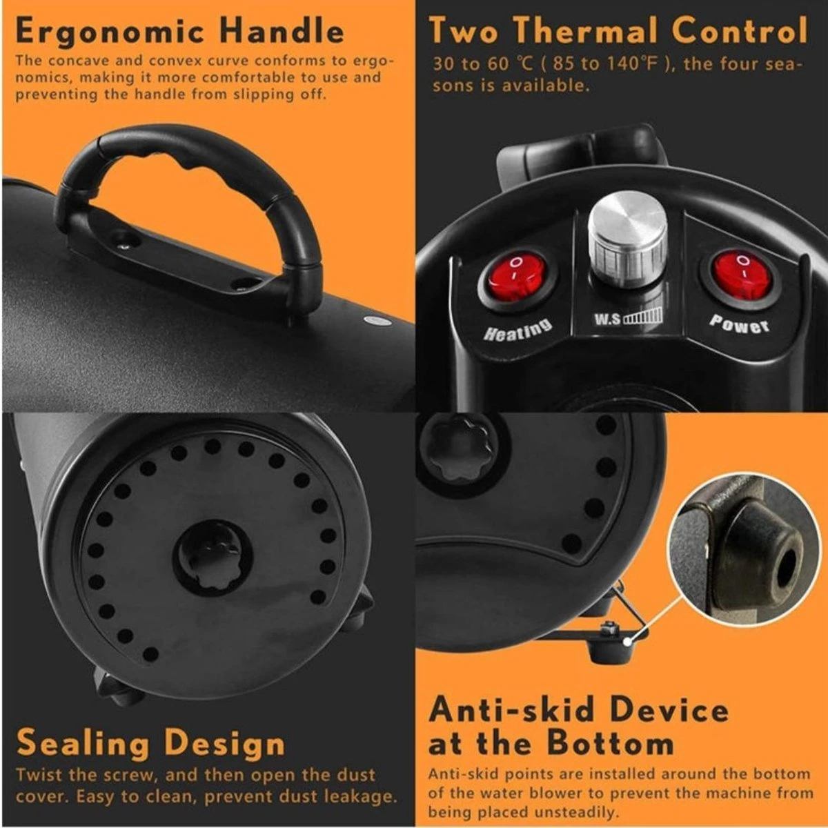 Merkloos Edward&DeVries Professionele Hondenföhn Met 4 Opzetstukken – Waterblazer Voor Honden – Stil Design – Krachtig + Extra Filter - Zwart 3 Merkloos Edward&DeVries Professionele Hondenföhn Met 4 Opzetstukken – Waterblazer Voor Honden – Stil Design – Krachtig + Extra Filter - Zwart - Afbeelding 3