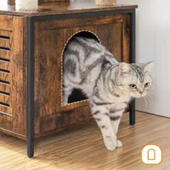 Signature Home Lola Krabpaal Met Kattenbak - Kattenbak Hangmat Mand Katten Huis - Kattenhuis Met Deur En Slot - Krabpalen Katten Huis - Kattenbakmeubel Verborgen - Alles-in-één Kattenspeelgoed Met Kattenhuis - Bruin - 70cm X 132cm X 48cm -PetSafe Huisdieren Verkoopwinkel 1200x1200 480