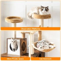 Signature Home Lola Krabpaal Met Kattenbak - Kattenbak Hangmat Mand Katten Huis - Kattenhuis Met Deur En Slot - Krabpalen Katten Huis - Kattenbakmeubel Verborgen - Alles-in-één Kattenspeelgoed Met Kattenhuis - Bruin - 70cm X 132cm X 48cm -PetSafe Huisdieren Verkoopwinkel 1200x1200 483