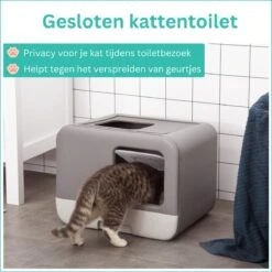 Kattenbak - 2 Uitgangen - Kattentoilet - Uitschuifbare Bodem - Met Schepje - Grijs 53 X 40 X 40 Cm -PetSafe Huisdieren Verkoopwinkel 1200x1200 535
