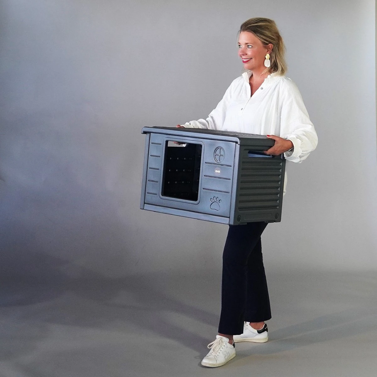 RHRQuality Kattenhuis Voor Binnen En Buiten Kattenhok Villa De Luxe Grijs 8 RHRQuality Kattenhuis Voor Binnen En Buiten Kattenhok Villa De Luxe Grijs - Afbeelding 8