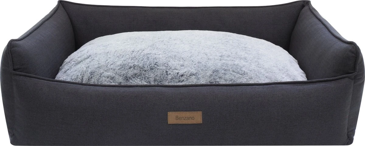 Benzano - Hondenmand - All Season - Wasmachine Wasbaar - Omkeerbaar Kussen - Pluche - Schuimvulling - Antraciet - 100 CM 1 Benzano - Hondenmand - All Season - Wasmachine Wasbaar - Omkeerbaar Kussen - Pluche - Schuimvulling - Antraciet - 100 CM