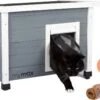 MyMax Kattenhuis - Hout - Openslaand Bitumen Dak - Kattenhuis Voor Buiten - Kattenhok - Kattenhuisje Hout - Grijs - 57*45*43CM