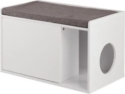 Relaxdays Kattenbak Ombouw - Met Zitkussen - Kattenhuis Wit - Kattenmeubel - Kattenkast -PetSafe Huisdieren Verkoopwinkel 1200x898 3