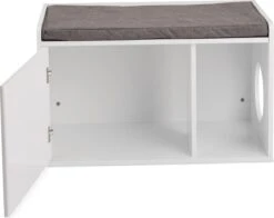 Relaxdays Kattenbak Ombouw - Met Zitkussen - Kattenhuis Wit - Kattenmeubel - Kattenkast -PetSafe Huisdieren Verkoopwinkel 1200x950 1