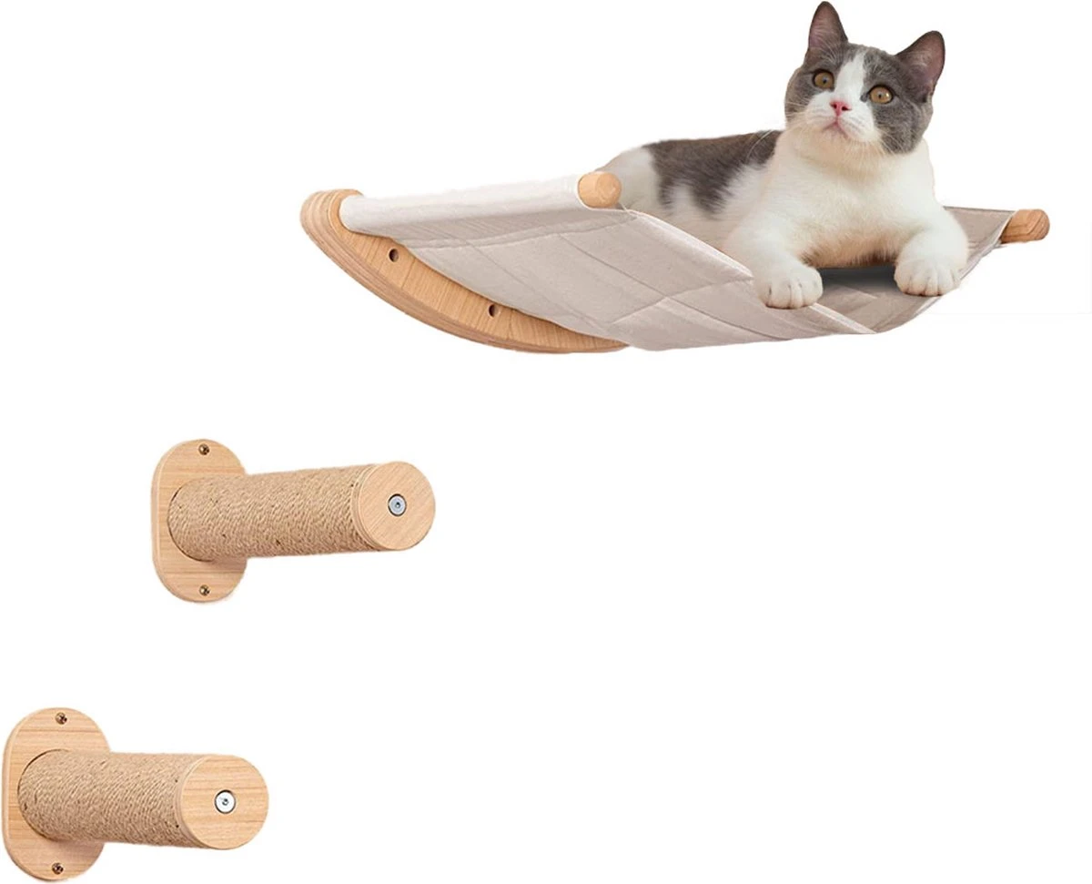 Klimmuur Kat XXL Editie - Krabpaal - Katten Klimmuur - Katten Klim Wand - Met Hangmat 2 Klimmuur Kat XXL Editie - Krabpaal - Katten Klimmuur - Katten Klim Wand - Met Hangmat - Afbeelding 2
