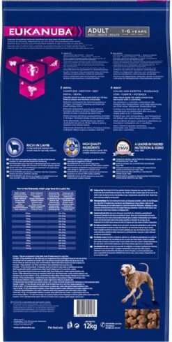 Eukanuba Dog Adult Large Breed Lam/Rice - 12 KG -PetSafe Huisdieren Verkoopwinkel 605x1200