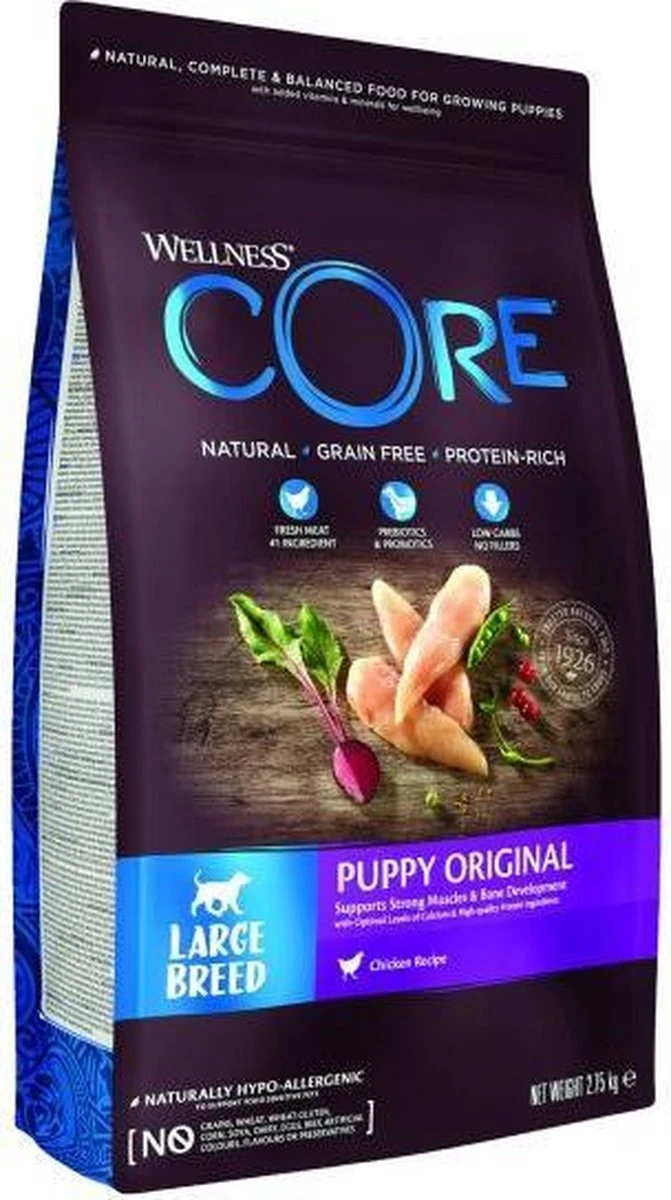 Wellness Core Grain Free Large Breed Puppy Kip - Hondenvoer - 10 Kg 4 Wellness Core Grain Free Large Breed Puppy Kip - Hondenvoer - 10 Kg - Afbeelding 4