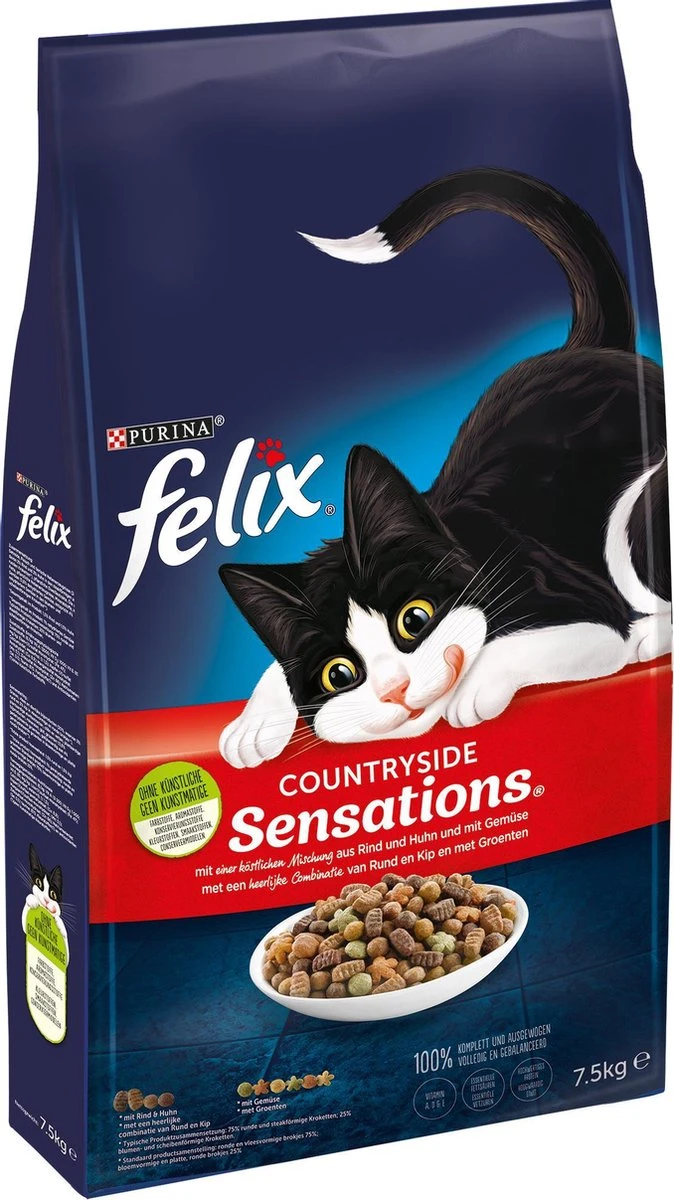 Felix Countryside Sensations Rund En Kip Met Groenten - Katten Droogvoer - 7.5kg 2 Felix Countryside Sensations Rund En Kip Met Groenten - Katten Droogvoer - 7.5kg - Afbeelding 2