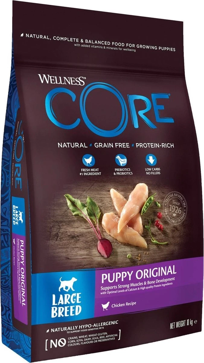 Wellness Core Grain Free Large Breed Puppy Kip - Hondenvoer - 10 Kg 1 Wellness Core Grain Free Large Breed Puppy Kip - Hondenvoer - 10 Kg