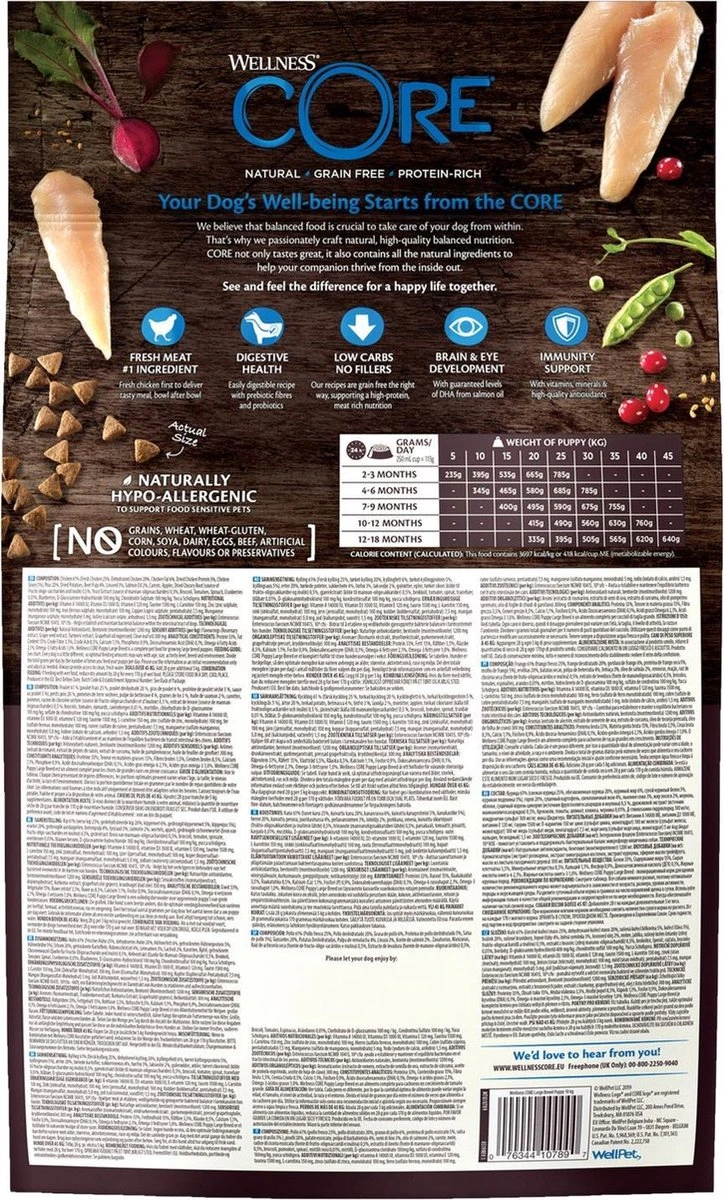 Wellness Core Grain Free Large Breed Puppy Kip - Hondenvoer - 10 Kg 2 Wellness Core Grain Free Large Breed Puppy Kip - Hondenvoer - 10 Kg - Afbeelding 2