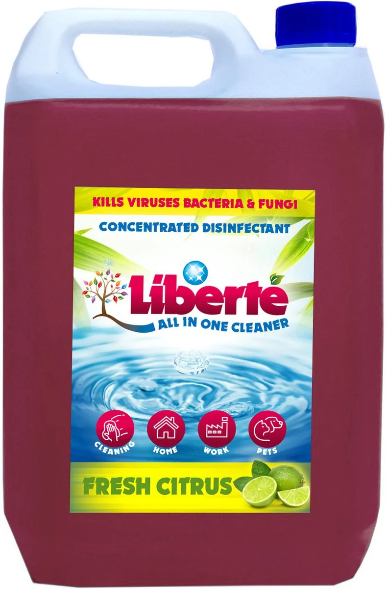 Geurverwijderaar - Liberté All In One Cleaner - Desinfectie - Dieren - Huis - Auto - Kantoor - Schoonmaakmiddel - 5L - Fresh Citrus 1 Geurverwijderaar - Liberté All In One Cleaner - Desinfectie - Dieren - Huis - Auto - Kantoor - Schoonmaakmiddel - 5L - Fresh Citrus